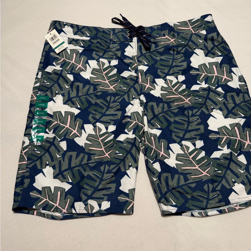 Men's Blue Leaf Print Haggar In Motion Active Short For Men Sixe L